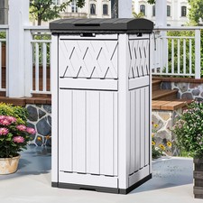 31 Gallon Large Outdoor Trash Bin, Waterproof Resin Garbage Can with Lid Drip