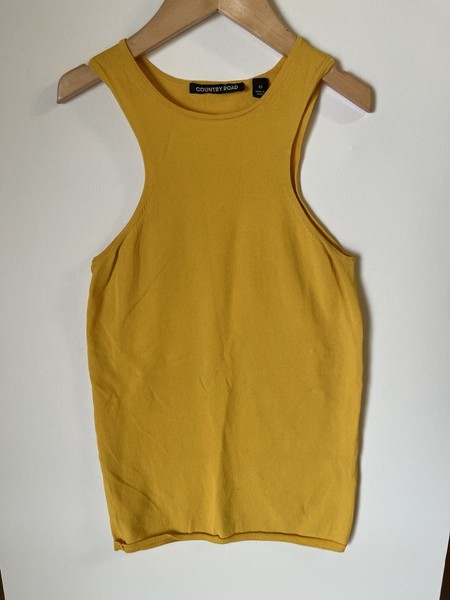 COUNTRY ROAD XS TOP HALTER KNIT TANK IN SAFFRON RRP $89