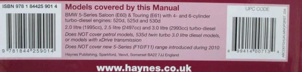 BMW 5 Series Diesel Owners Workshop Manual Sept 2003-2010 {53 to 10 reg} - Image 2 of 2