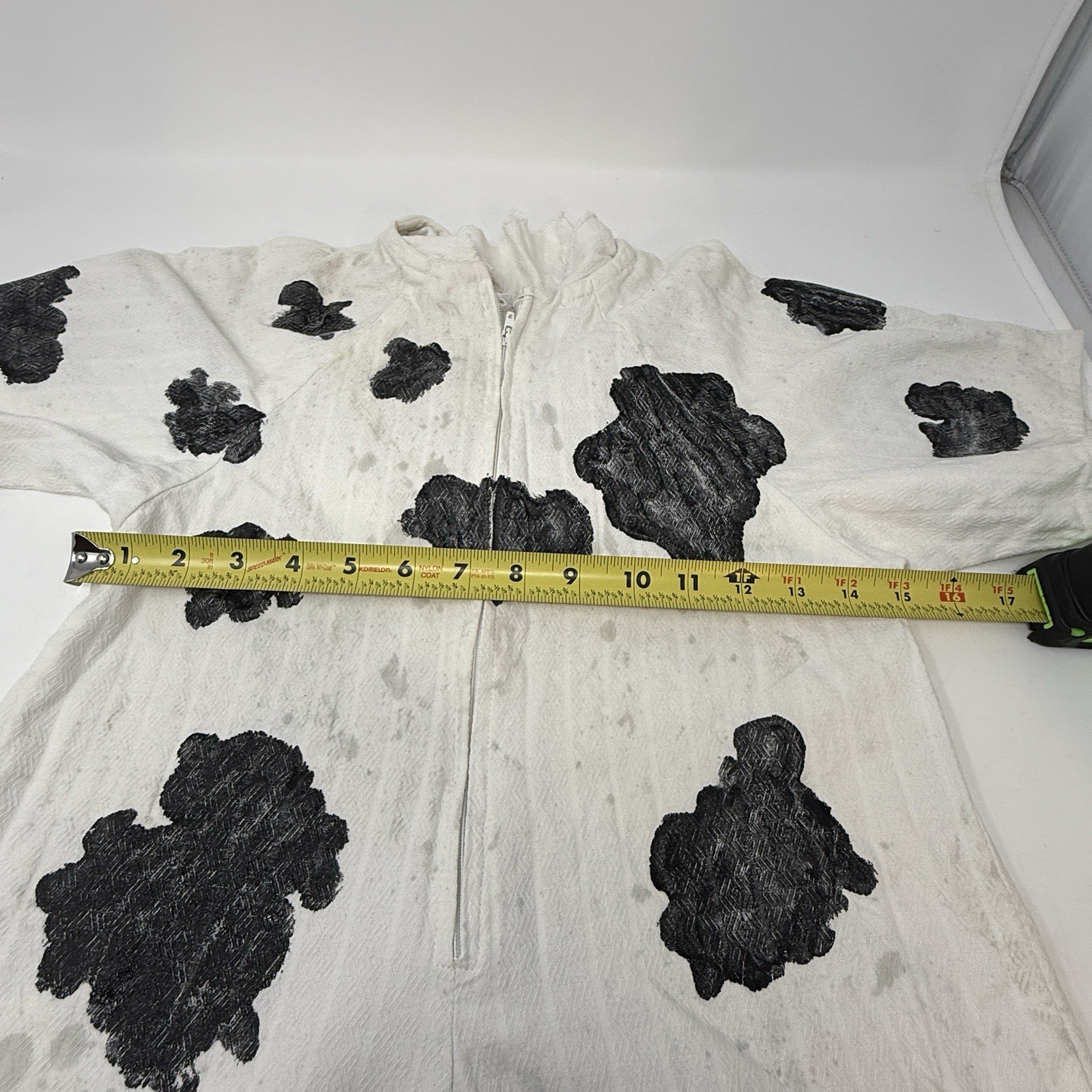 Cow Costume Toddler 2T White Black Full Body 2-Piece Homemade Pretend Play FLAW