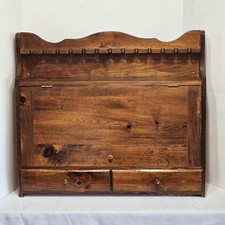 Vintage 1930s Silverware FLATWARE WALL Storage Chest Wood CABINET w 2 Drawer 