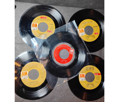 VTG Lot of 5 The Carpenters 45 RPM Vinyl Records - Goodbye to Love, Touch & More