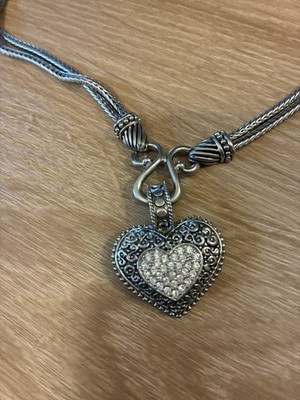 VTG LIA SOPHIA ''LOVE DUST'' CRYSTAL CHOKER NECKLACE PENDANT HEART CHAIN 17'' PLUS