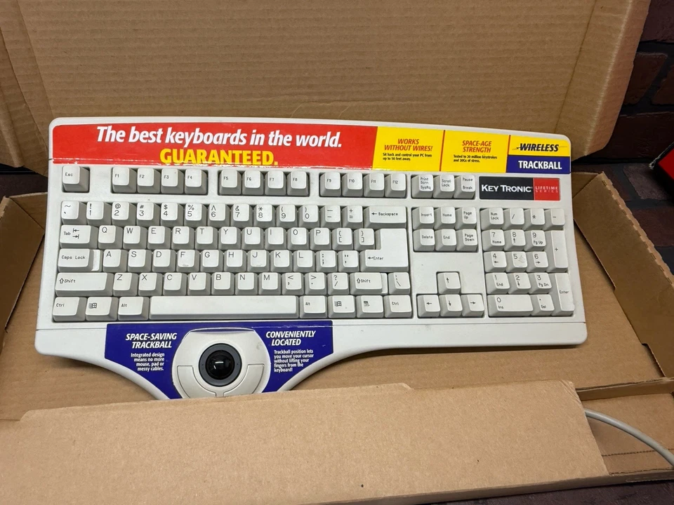 Vintage Keytronic Lifetime Series Keyboard w/ Built In Trackball Retro Computer - Image 4 of 4