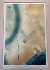 Vintage 1970s Lee Newman Mono Print Large &ldquo;totem #2&rdquo; Signed With Mount 90cm
