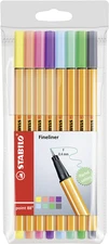 Fineliner - stabilo point 88 pastel - box of 8 - assorted pastel colors