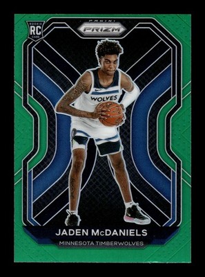 2020-21 Panini Prizm #277 Jaden McDaniels Green Prizms ROOKIE RC OC