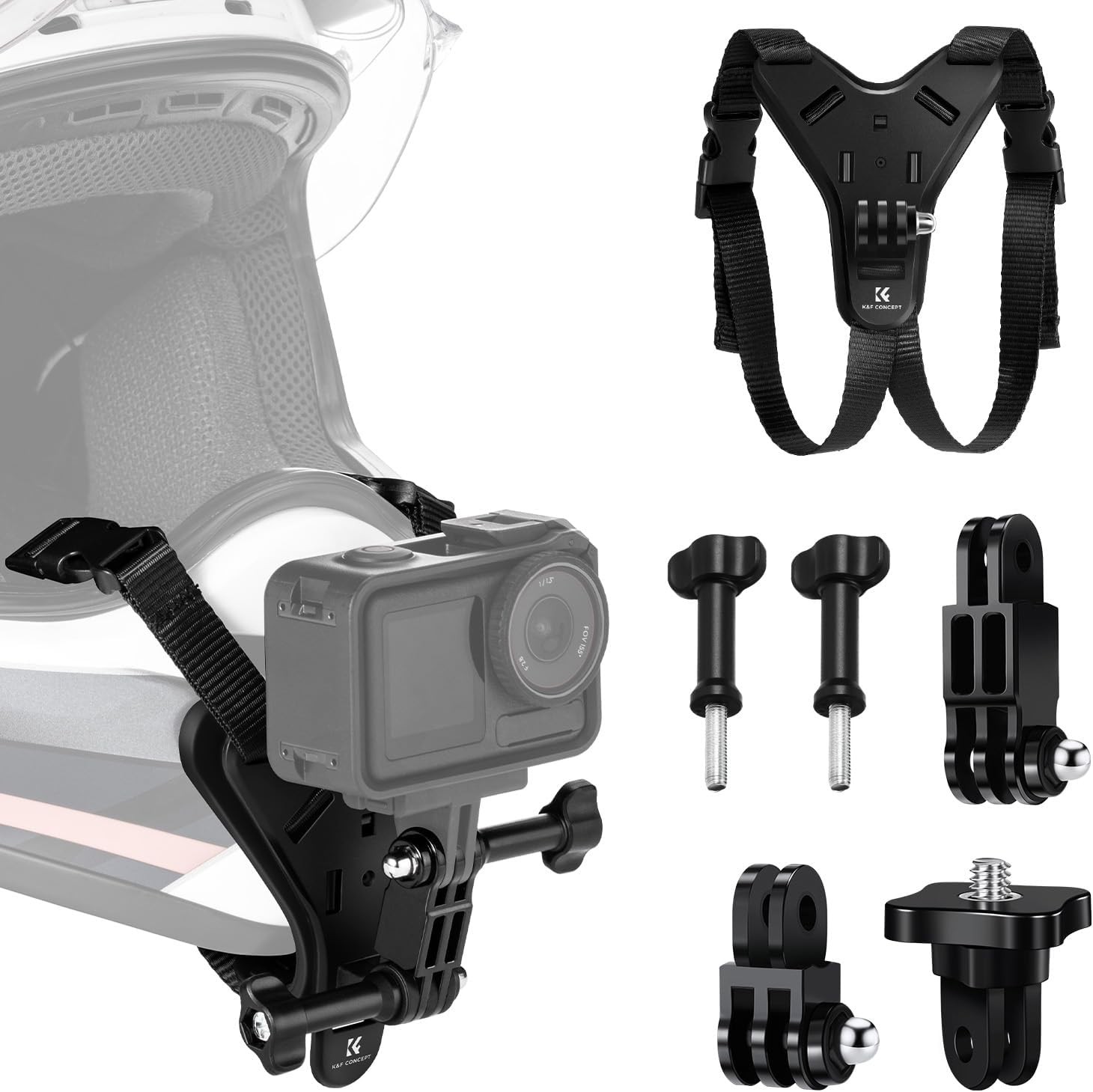 K&F CONCEPT Upgrade Action Camera Motorcycle Dirt Bike Helmet Chin Strap Mount,