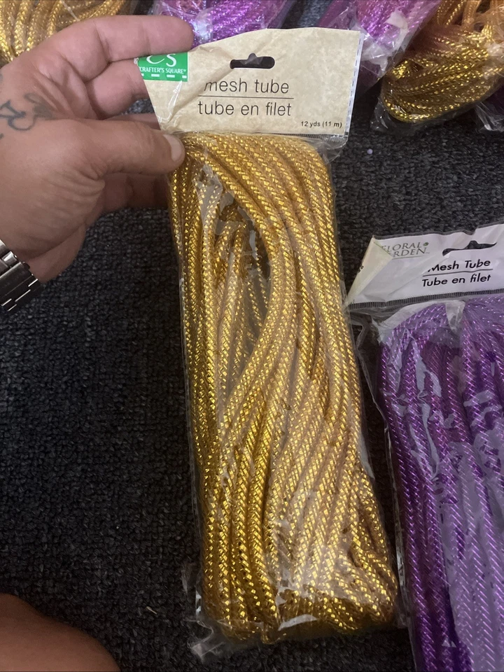 Mesh Craft Tubing 4 Pkgs 36 Feet Each Silver, Pink, Purple, Lime Green - Image 3 of 3