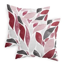 Throw Pillow Cases Pack of 2 Cozy 20" x 20" Pack of 2 Burgundy Pink Grey