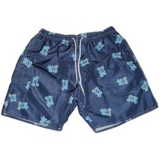 Men's Swim Trunks Shorts Quick Dry 7" Mesh Lining Palm Trees Dark Blue M