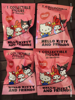 4 x Hello Kitty 3D Radiergummi Mini Figur Blind Bag - 4 zufällige Tüten