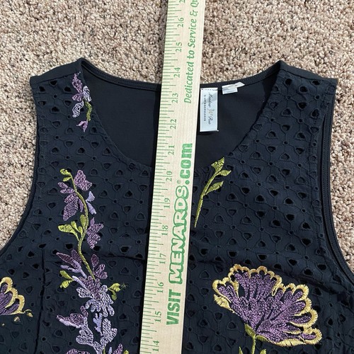 Camiseta sin mangas Anthropologie Meadow Rue Harriet negra bordada con ojales florales para mujer XS - Imagen 7 de 7