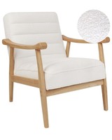 Sessel Bouclé Stoffbezug Creme Weiß Mit Armlehnen Tiefe SitzfläChe Retro Leknes