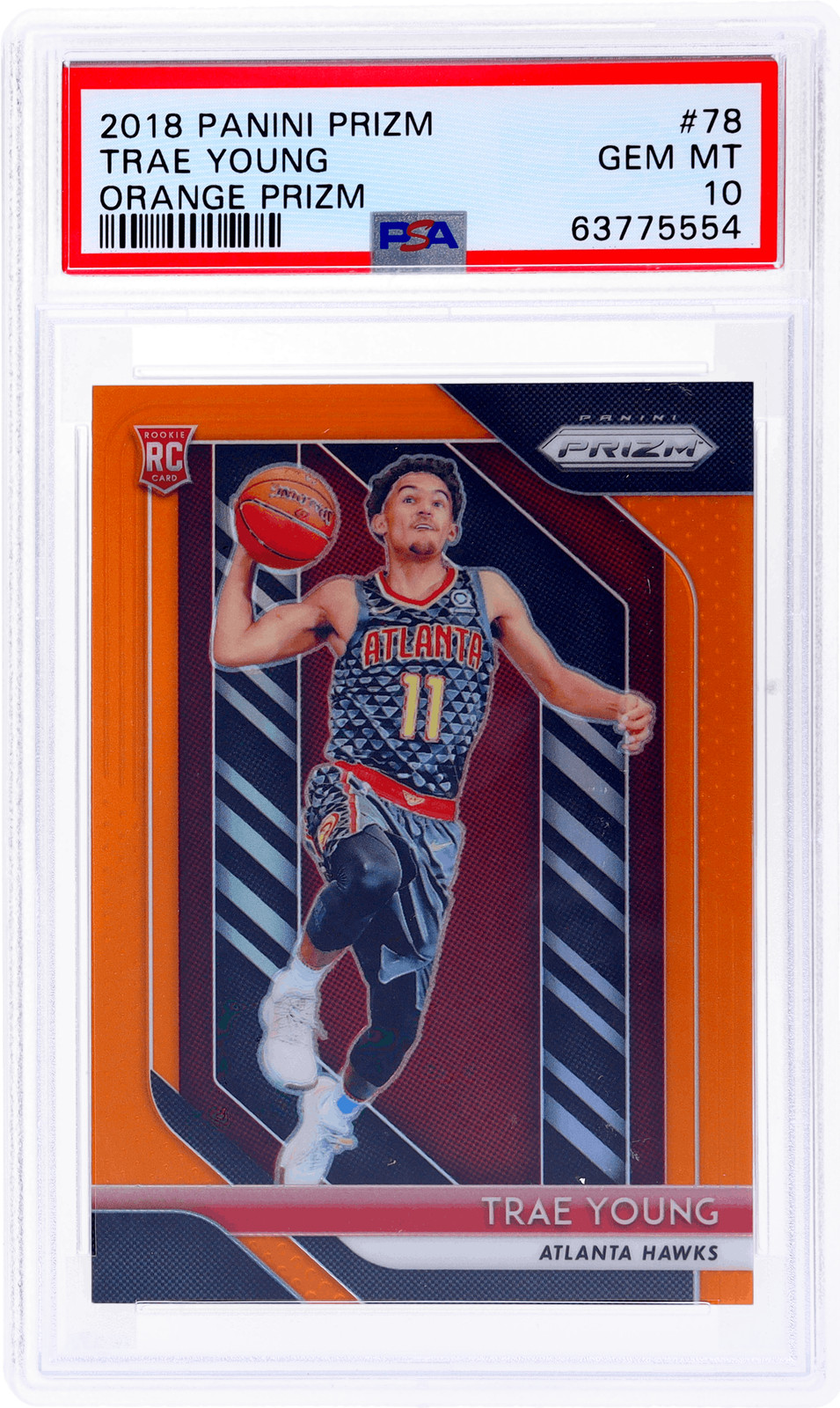 2018 Panini Prizm Trae Young Prizms Orange #78 /49 PSA 10 Rookie RC