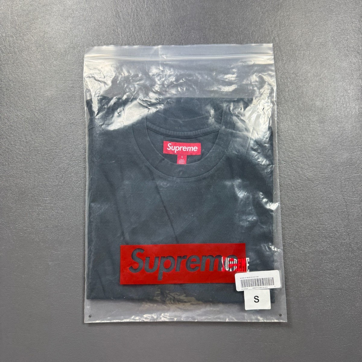 100% Authentic Supreme Warm Up Washed SS Top Black Tee Mens Size S