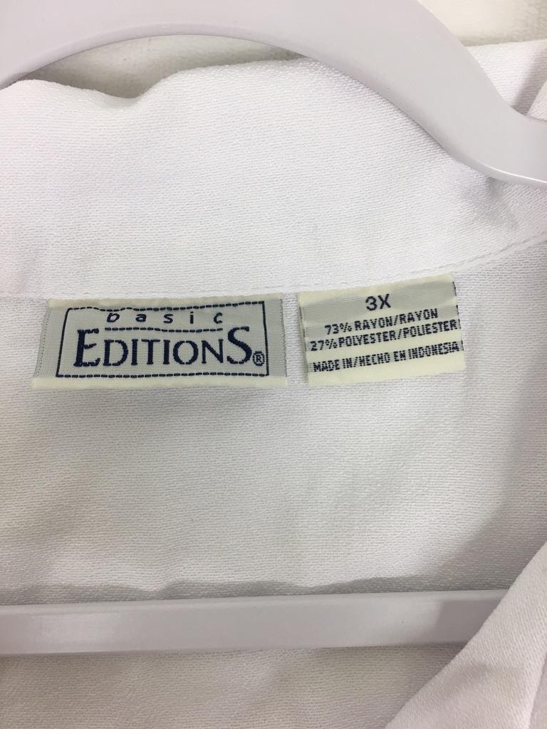 Basic editions 3X white button down stretch short… - image 3