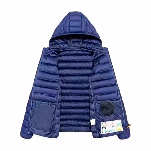 Men's Hooded Puffer Jacket Quilted Full Zip Polyester Shell - product listing photo