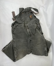 Carhartt Overalls R27 MOS Double Knee Mens Size 44x28 Green Leg Holes And Stains