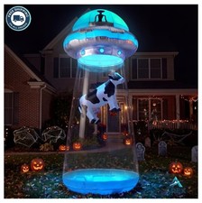 Halloween Inflatable UFO 9 FT Tall LED Alien Yard Decoration with Stakes Ropes