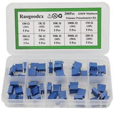 50Pcs 100 to 500K ohm 3296W Multiturn Trimmer Potentiometer Assorted Kit Vari...