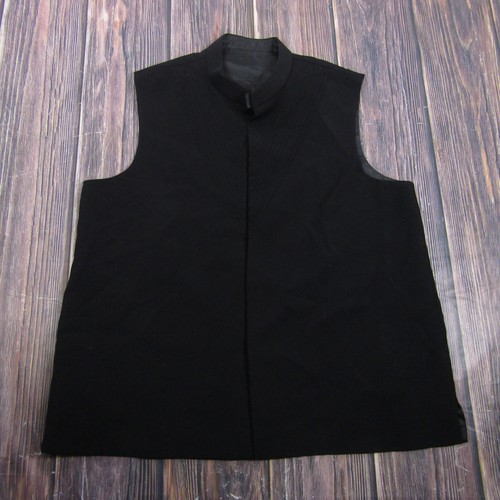 Formal Vest Mens XL Black Mandarin Collar Pleated Front V-Neck Wedding