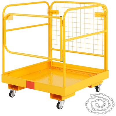 Forklift Safety Cage 36''x36'' Work Platform 1200lbs with Wheels for Aerial
