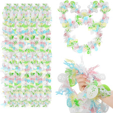 33FT Easter Tinsel Garland, Colorful Tinsel Twist with Bunny Egg Shaped Confetti