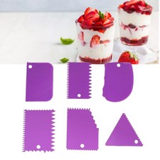 .6PCS Cake Scraper Smoother Trapezoidal Semicircle Arc Triangular Sawtooth Cream