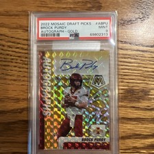 RARE 8/10! PSA9 Brock Purdy 2022 RC Panini Mosaic Draft Picks Auto-Gold Prizm