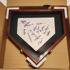 Baseball Home Plate Display Case Full Size Cherry MLB Holder Wood Cabinet Frame