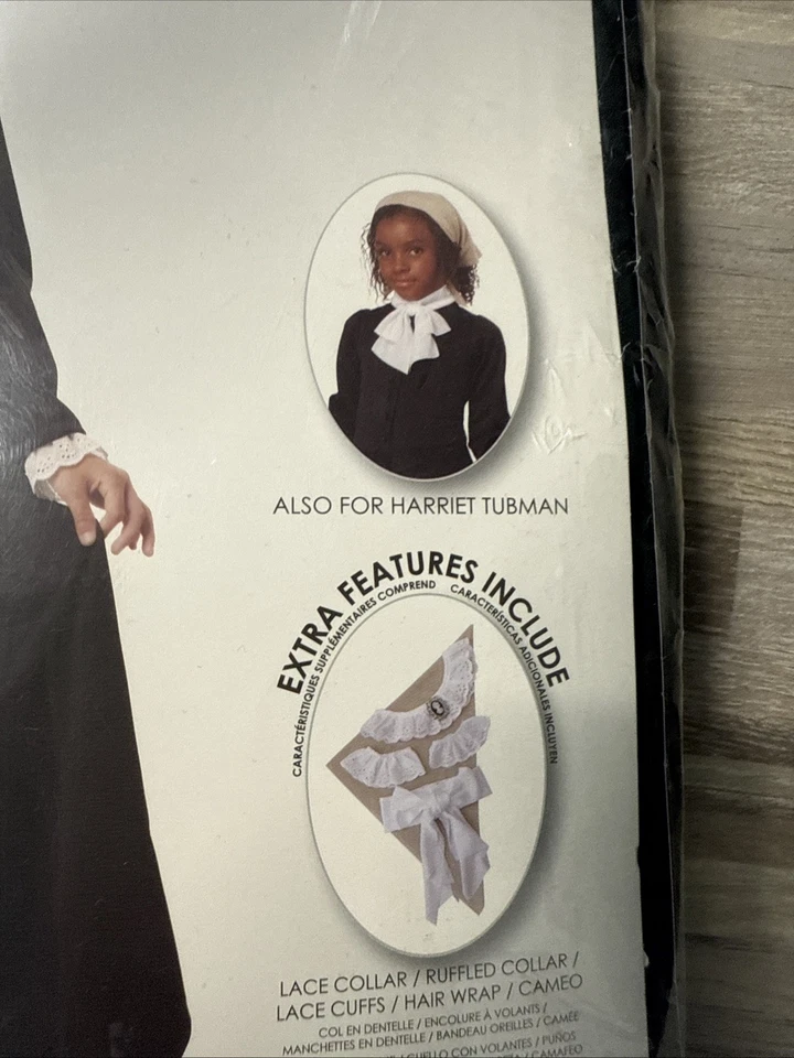 Disfraz Susan B. Anthony Harriet Tubman Colonial Niño Nuevo Talla Grande Foto 4 de 4