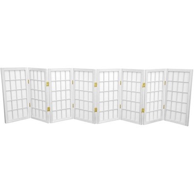2 ft. Short Desktop Window Pane Shoji Screen - White - 8 Panels