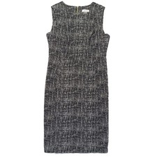 Calvin Klein Women's 12 Dress Sleeveless Sheath Midi White Black Back Zip Career
