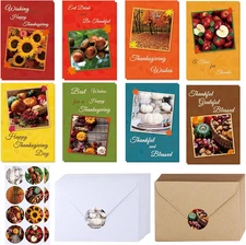 120 Sets Bulk Blank Thanksgiving Cards w/ Envelopes Stickers Assortment 8 Design