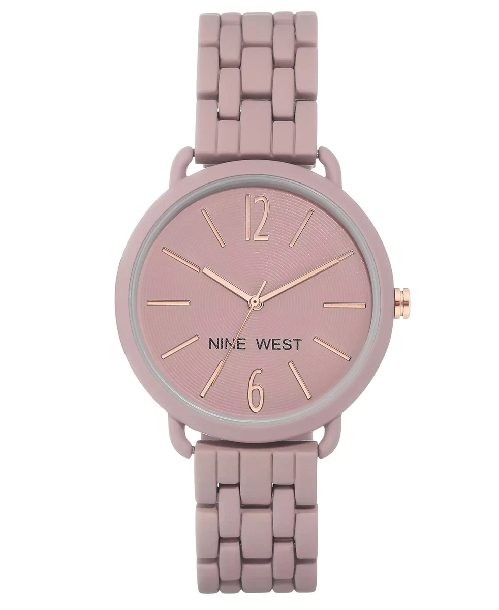Nine West Women's Rubberized Bracelet Watch - NW-3094, Red Dial & Gold Tone