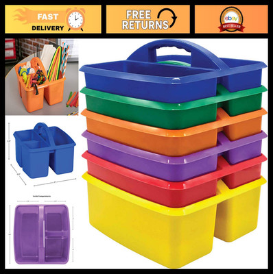 Portable Plastic Storage Caddy 6-Pack - Assorted Primary Colors for Classroom &