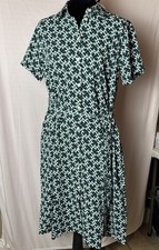 Tommy Hilfiger Shirt Dress Womens X S White Navy TH Geometric Button Down