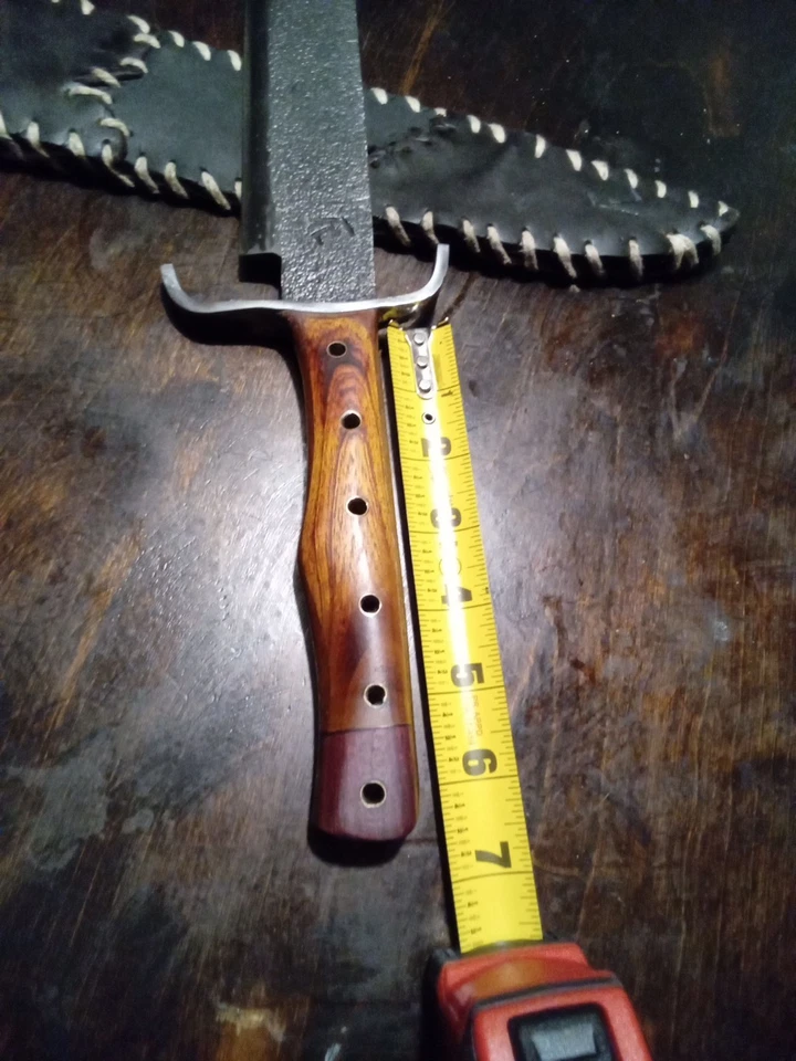 Custom Handmade in the USA wood Handled Bowie Knife With Leather Sheath - Image 3 of 4