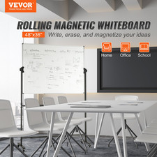 Rolling Magnetic Whiteboard, Double-sided Mobile Whiteboard 48x36 Inches, Adjus