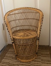 Vintage Peacock Chair Child’s or Doll’s Wicker Cane Peacock Chair