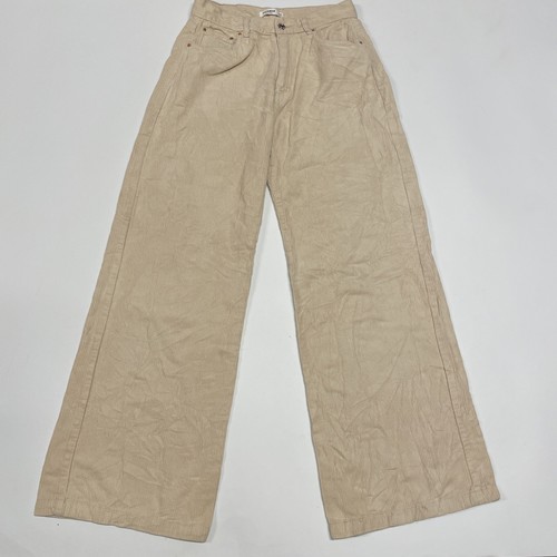 Pull Bear Cordhose Damen W29 L30 beige Kord weites Bein ausgestellt Schlaghose