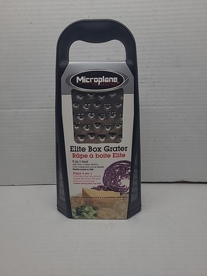 Microplane Elite Five Blade Four Sided Box Grater with Measuring Cup - Black