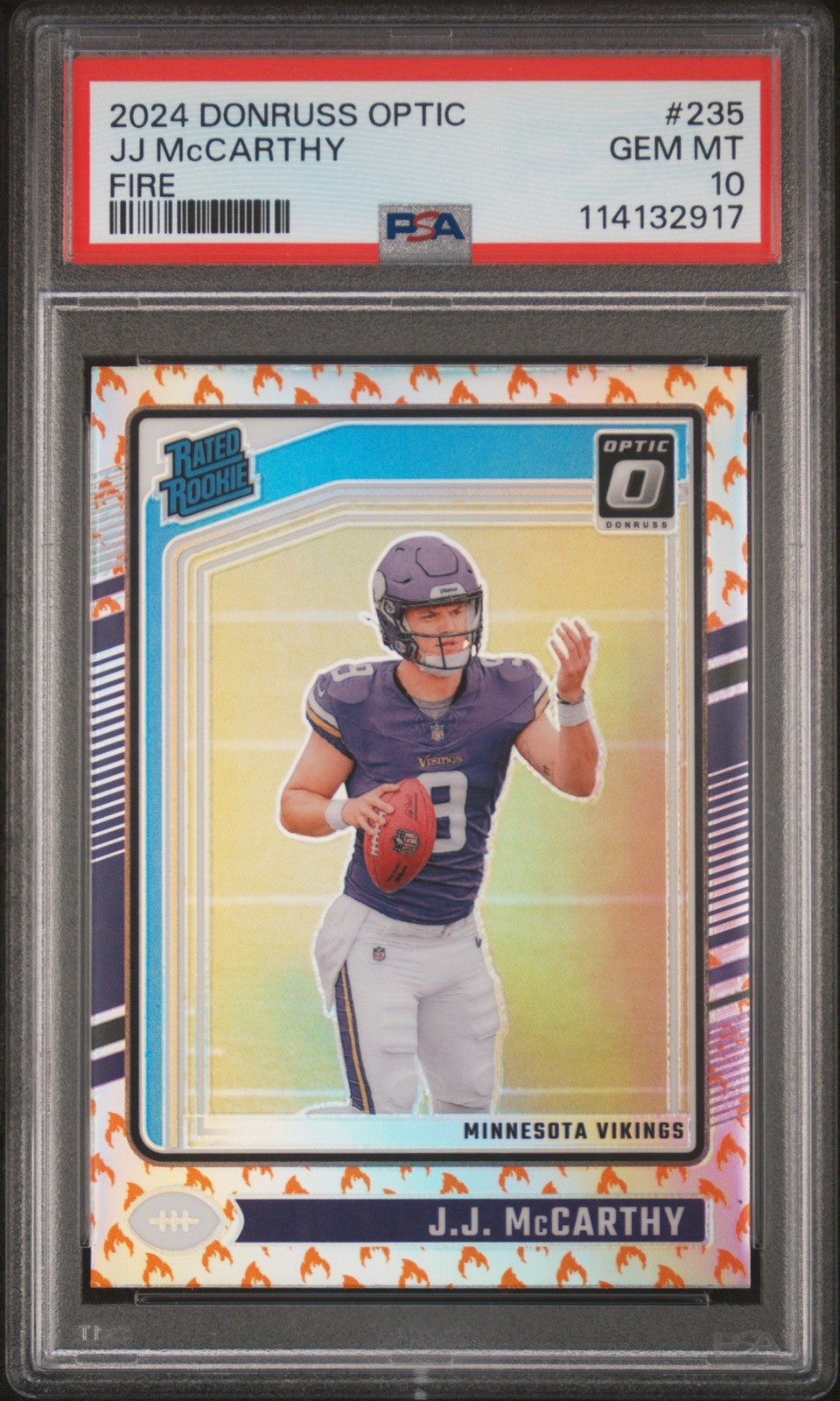 2024 PANINI DONRUSS OPTIC FIRE #235 JJ MCCARTHY PSA 10