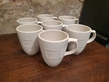 PFALTZGRAFF ''SIERRA'' Creamy White Cups Mugs 12 oz Embossed Leaves Set Of 7