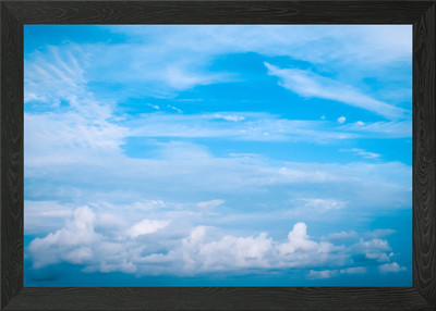 Gerahmtes Wandbild Poster Leinwanddruck Bild leuchtend blau bewölkt Himmel