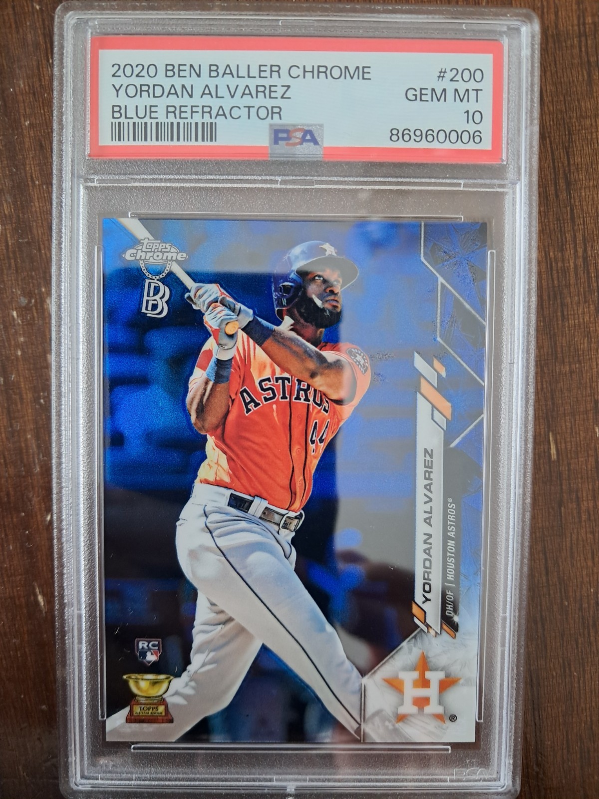 Yordan Alvarez RC 2020 Topps Chrome Ben Baller #200 Blue Refractor /75 PSA 10