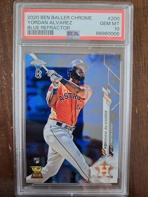 Yordan Alvarez RC 2020 Topps Chrome Ben Baller #200 Blue Refractor /75 PSA 10