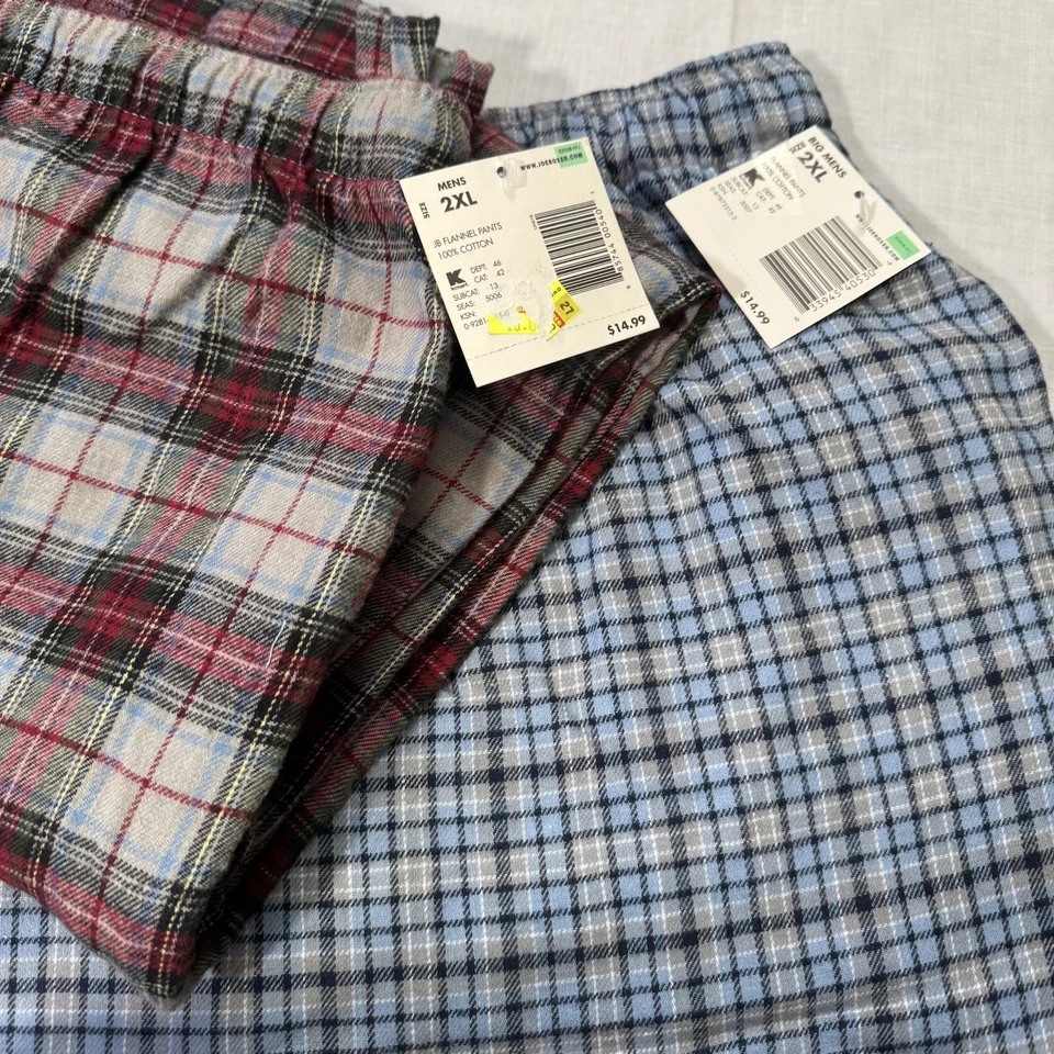 2 Pair New Kmart Joe Boxer Men's 2XL Pajama Flannel Comfy Pants Plaid/Blue - Image 4 of 4