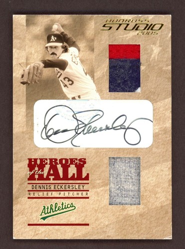 Dennis Eckersley 2005 Donruss Studio Hall Of Heroes doppia patch AUTO 4/5 - Foto 2 di 3